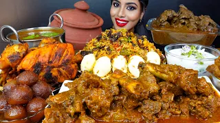 ASMR Eating Spicy Mutton Josh,Chicken Liver Curry,Biryani,Rice,Egg Big Bites ASMR Eating Mukbang