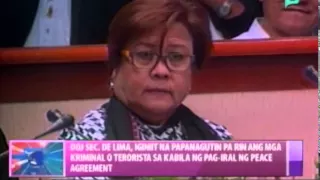 De Lima, iginiit na papanagutin pa rin ang mga kriminal o terorista sa kabila ng peace agreement