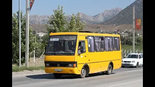 Поездка на 5 маршруте на автобусе БАЗ-А079.14 "Подснежник" г.Судак (Республика Крым)