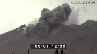 Large Explosive Volcanic Eruption & Aerial Footage - Sakurajima Volcano 4K Stock Footage