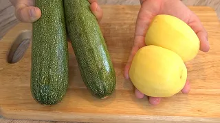A friend from Spain taught me how to cook zucchini and potatoes so delicious! ASMR.