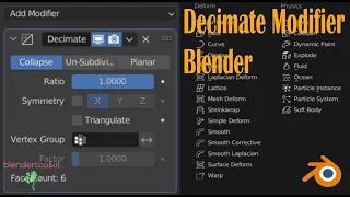 Blender , модификатор Decimate со всеми настройками