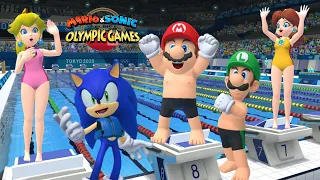 Mario & Sonic At The Olympic Games Tokyo 2020 Event Swimming 100M Freestyle Hard Mario Silver Bowser