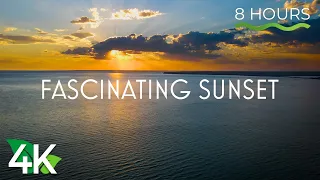 8 Hours Soothing Ocean Waves & Ambient Music for Deep Relaxation - 4K Longest Fascinating Sunset