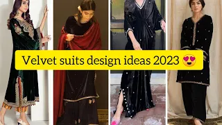 Velvet suits design ideas 2023//Winter Velvet Party wear dresses ideas for girls 😍