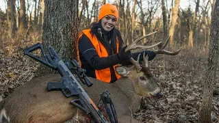 Woman Kills Giant First Ever Crossbow Buck!