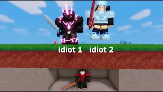 1 speedrunner vs 2 idiots manhunt. (Roblox Bedwars)