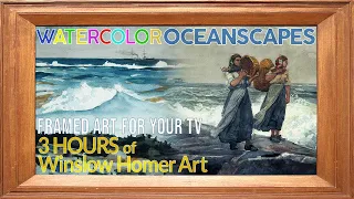 WATERCOLOR OCEANSCAPES | FRAMED 4K HD ART SCREENSAVER | Vintage Art for your Home w/ Relaxing Ocean