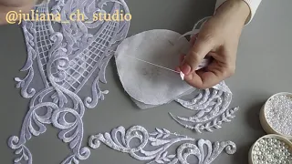 Украшаем корсет  кружевом  .  Lace decor