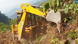 Sharp Rocks and Dust Challenges Jcb Backhoe | New Hilly Road Construction