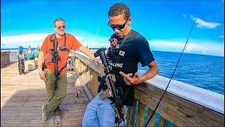 HE BROUGHT WHAT TO THE PIER?!? Brave Fisherman Approached By Cops While Fishing Pompano Beach