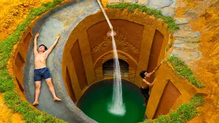 Build Swimming Pool Water Slide Park Around Secret Underground House