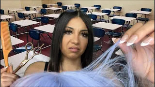 ASMR| Mean Girl Cuts Your Hair In Class 💇‍♀️ Agressive roleplay