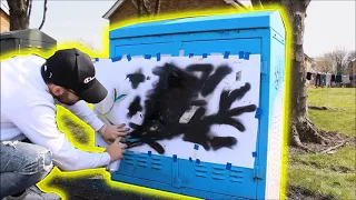 Painting Graffiti Stencils on the streets