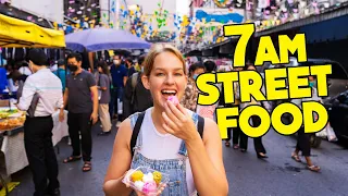 $5 MORNING Market STREET FOOD Challenge in Bangkok 🇹🇭