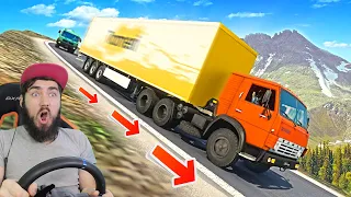 ОТКАЗАЛИ ТОРМОЗА НА КРУТОМ СПУСКЕ - ETS 2 МОДЫ - EURO TRUCK SIMULATOR 2 + РУЛЬ