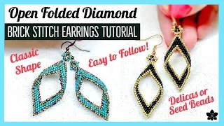 DIY Open Folded Diamond Brick Stitch Earrings Tutorial