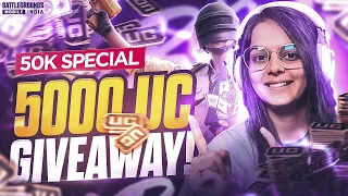 5000 UC GIVEAWAY day 2 🩷 !giveaway | BGMI LIVE #bgmi #shortsfeed