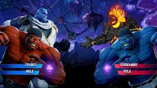 Thanos & Red Hulk vs Dormammu & Blue Hulk (Very Hard) - Marvel vs Capcom | 4K UHD Gameplay