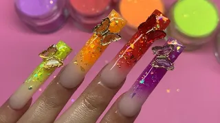 Watch Me Do My Nails: Rainbow Glitter Acrylic Ombre Nails | XL Nail Tutorial