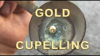 Gold refining without acids - cupelling 8K gold brooch