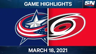 NHL Game Highlights | Blue Jackets vs. Hurricanes – Mar. 18, 2021