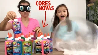 DESAFIO DO SLIME COM 3 CORES DE COLA!! 3 COLORS OF GLUE SLIME CHALLENGE!