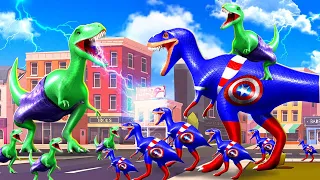 Super Hero Dinosaurs Epic Battle - Hulk T-Rex vs Captain America T-Rex | Jurassic Avengers