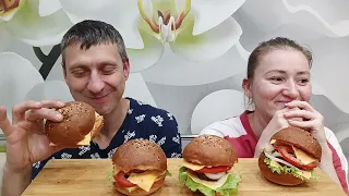 МУКБАНГ ДОМАШНИЙ БУРГЕР | MUKBANG HOMEMADE BURGER | #burger #бургер #mukbang #asmrrussia