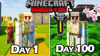 I Survived 100 Days as an IRON GOLEM in Minecraft Hardcore...