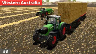 Baling STRAW on BIGGEST Field| Western Australia | hardmode | Farming simulator 22 | Timelapse