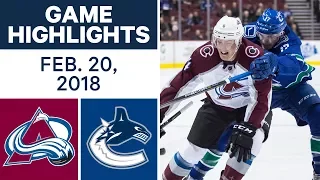 NHL Game Highlights | Avalanche vs. Canucks - Feb. 20, 2018