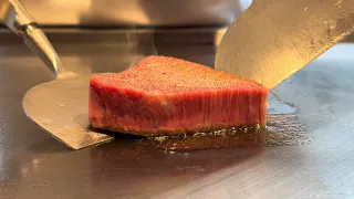 A5 Saga Wagyu Sirloin VS Filet Steak - Most beautifully marbled beef since1984 - Teppanyaki Ginza