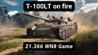 WOT Console / T-100LT on fire / 21.366 WN8 Game