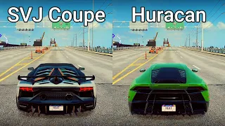 NFS Heat: Lamborghini Aventador SVJ Coupe vs Lamborghini Huracan - Drag Race