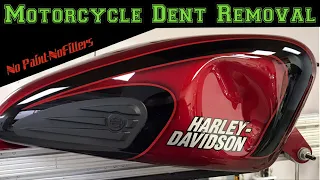 Motorcycle Dent Removal - Harley Davidson Sportster Gas Tank Paintless Dent Repair