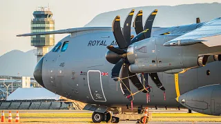 (4K) (Ultra Rare) Royal Air Force Military AIRBUS A400M Preparation & Departure at Vancouver YVR