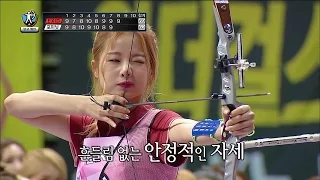 【TVPP】 EXID, 4MINUTE - W Archery Preliminaries, EXID, 포미닛 - 여자 양궁 예선 @ 2015 Idol Star Championships