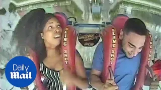 Terrified woman screams and faints repeatedly on slingshot ride - Daily Mail