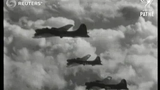 USAAC Thunderbolts escort heavy bombers over Europe (1943)