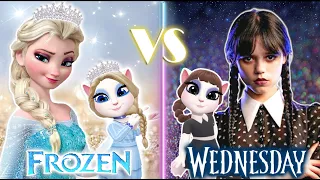 Wednesday Vs Frozen Of Elsa || My Talking Angela 2 😍 || cosplay