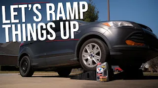 First Time Using Vehicle Ramps | Ford Escape Oil Change