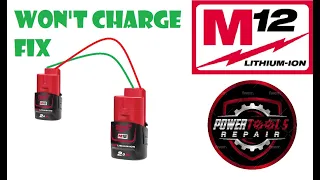 Milwaukee M12 battery not charging repair flashing red grean how to jump start to fix it