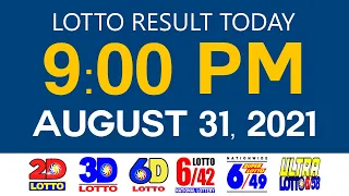 Lotto Results Today August 31 2021 9pm Ez2 Swertres 2D 3D 6D 6/42 6/49 6/58 PCSO