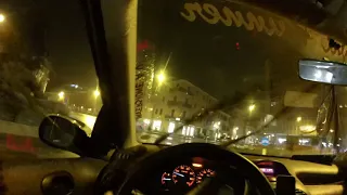 RAW POV Onboard - slightly upset Peugeot 206 in the rain at night