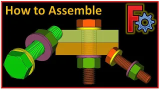 ✅Freecad A2plus Workbench Tutorial: Assembling Plates, Washers, Threaded Bolt, and Threaded Nut