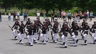 Marine Corps Silent Drill Platoon performs at the Lincoln Memorial for a 2022 Honor Flight