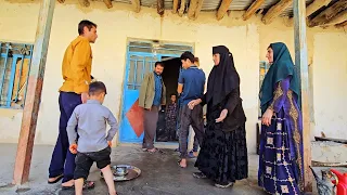 rural life .  The far family celebrated the New Year on a rainy day