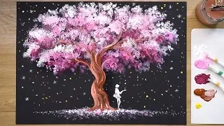 'Tree of Stars' Acrylic Painting Technique #345