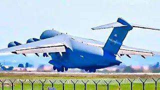 UNBELIEVABLE SHORT TAKEOFF!! U.S. Air Force Boeing C-17 Globemaster at Belgrade Airport